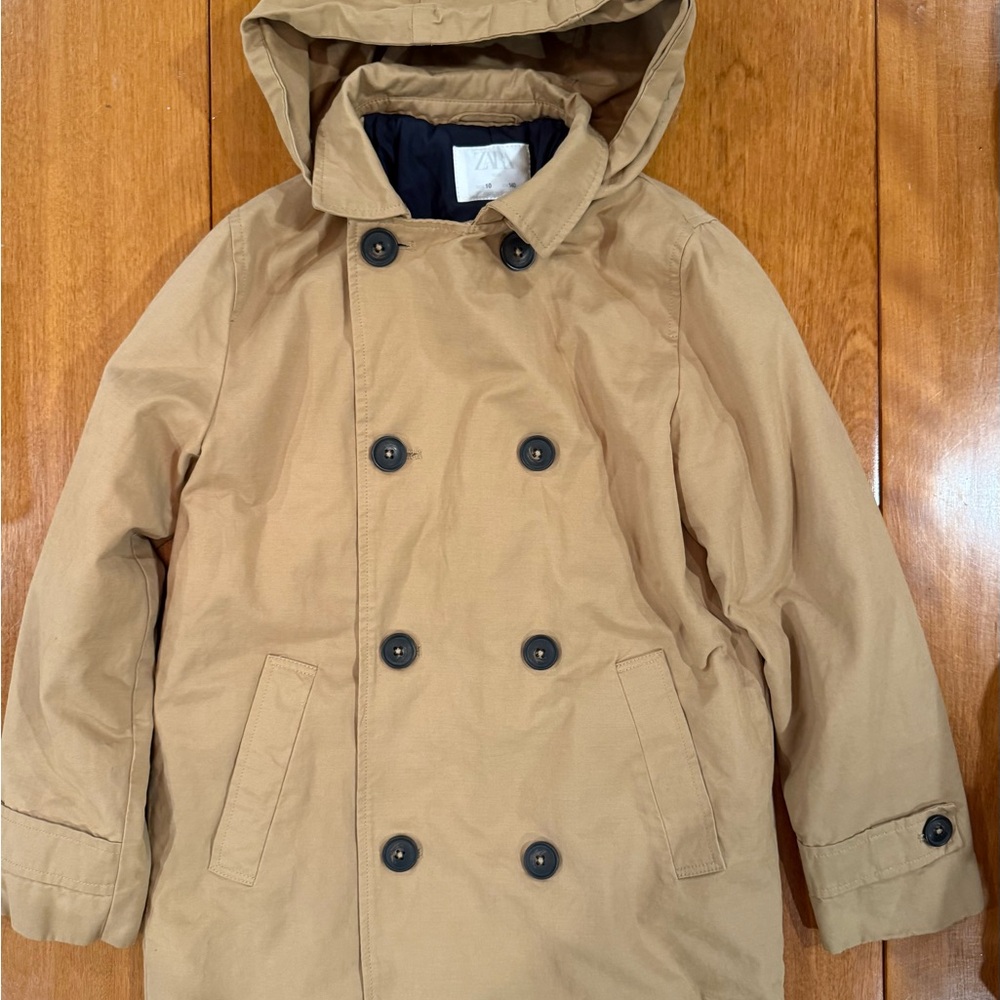 Zara Kids Tan Hooded Peacoat